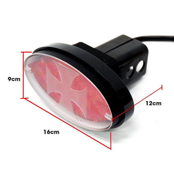 Jaxsyn Novelty Tow Bar / Trailer Hitch Cover Red Oval Brakelight Iron Cross Tow Bars & Winches