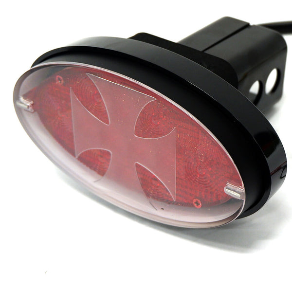Jaxsyn Novelty Tow Bar / Trailer Hitch Cover Red Oval Brakelight Iron Cross Tow Bars & Winches