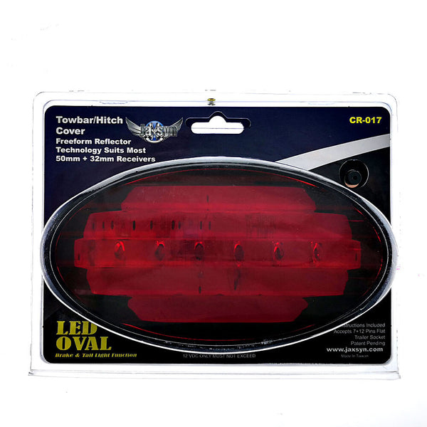 Jaxsyn Novelty Towbar Trailer Hitch Cover Red Oval Brake Light Tow Bars & Winches