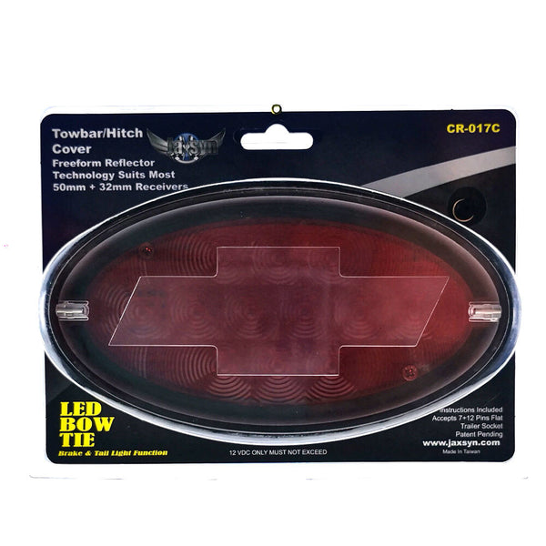 Jaxsyn Novelty Tow Bar / Trailer Hitch Cover Red Oval Brake Light Chevvy Logo Tow Bars & Winches