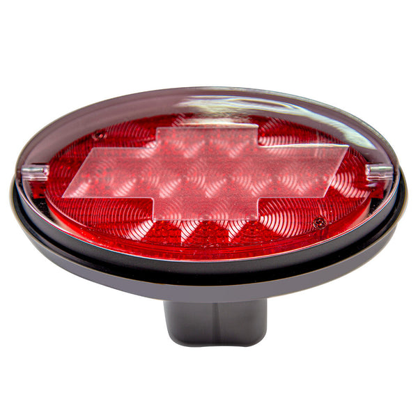 Novelty Tow Bar / Trailer Hitch Cover Red Oval Brake Light Chevvy Logo Tow Bars & Winches