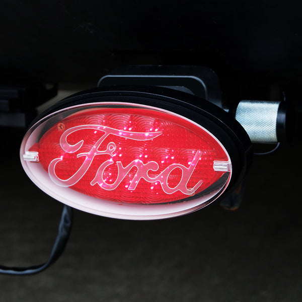 Jaxsyn Novelty Tow Bar / Trailer Hitch Cover Red Oval Ford Logo Brake Light Tow Bars & Winches