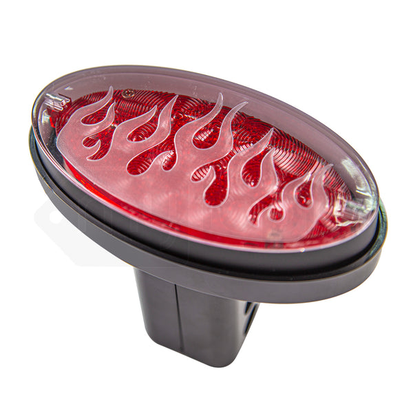 Novelty Tow Bar / Trailer Hitch Cover Red Oval Brake Light Flame Job Tow Bars & Winches