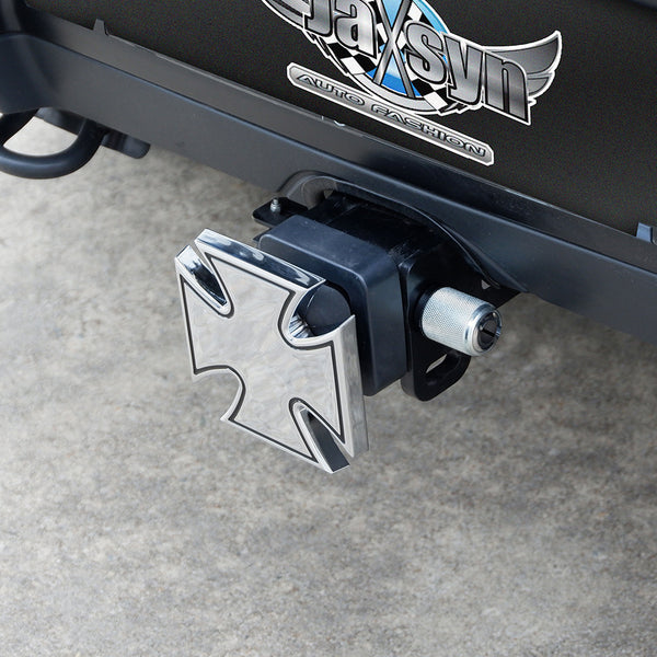 Jaxsyn Novelty Tow Bar / Trailer Hitch Cover Chrome Plated Iron Cross Tow Bars & Winches