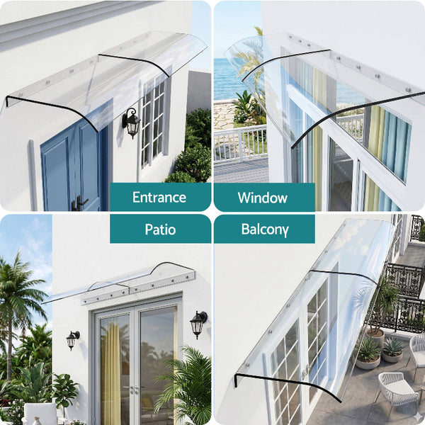 Instahut Door Awning 0.4Mx2m Transparent Awning & Canopy Parts
