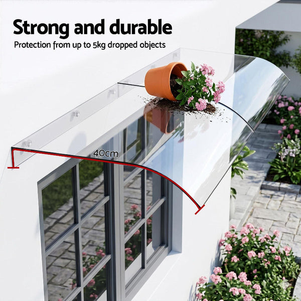 Instahut Door Awning 0.4Mx2m Transparent Awning & Canopy Parts
