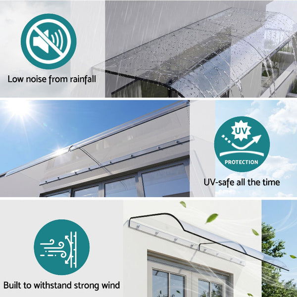 Instahut Door Awning 0.4Mx2m Transparent Awning & Canopy Parts