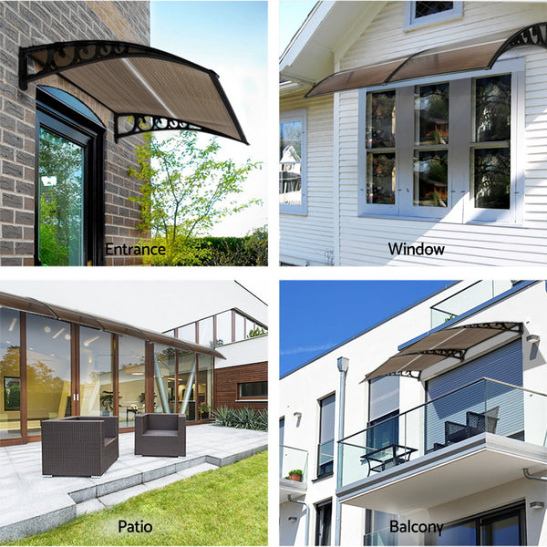 Instahut Door Awning 0.8M X 1M Brown Uv & Rain Resistant Awning & Canopy Parts