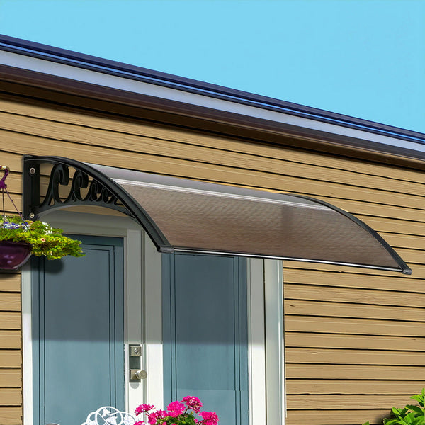Instahut Door Awning 0.8M X 1M Brown Uv & Rain Resistant Awning & Canopy Parts