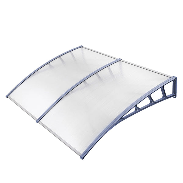 Instahut Door Awning Canopy 1.5Mx2m Transparent Sheet Grey Plastic Frame Awning & Canopy Parts