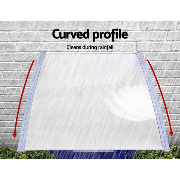 Instahut Door Awning Canopy 1.5Mx2m Transparent Sheet Grey Plastic Frame Awning & Canopy Parts