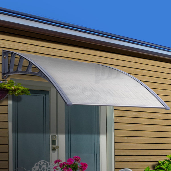 Instahut Door Awning Canopy 1.5Mx2m Transparent Sheet Grey Plastic Frame Awning & Canopy Parts