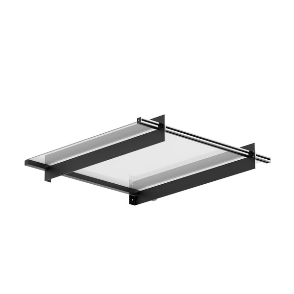 Instahut Door Awning Canopy 1Mx1m Flat Transparent Sheet Metal Frame Awning & Canopy Parts