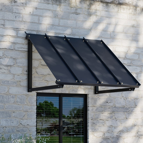 Instahut Door Awning Canopy 1Mx1.2M Black Metal Frame Awning & Canopy Parts