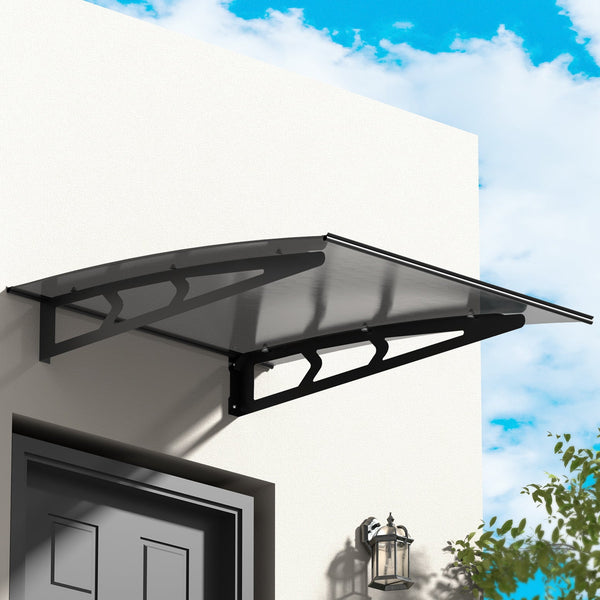 Instahut Door Awning Canopy 1Mx1m Grey Solid Sheet Metal Frame Awning & Canopy Parts