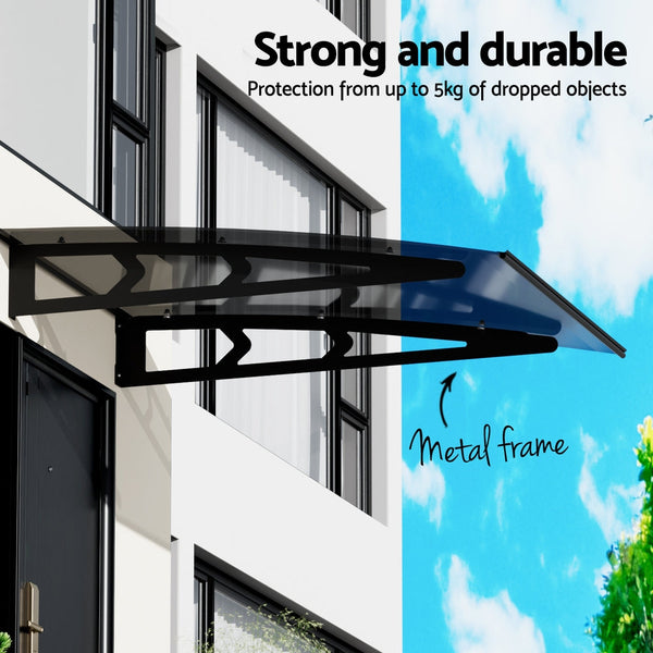 Instahut Door Awning Canopy 1Mx1m Grey Solid Sheet Metal Frame Awning & Canopy Parts