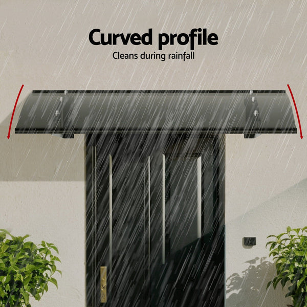 Instahut Door Awning Canopy 1Mx1m Grey Solid Sheet Metal Frame Awning & Canopy Parts