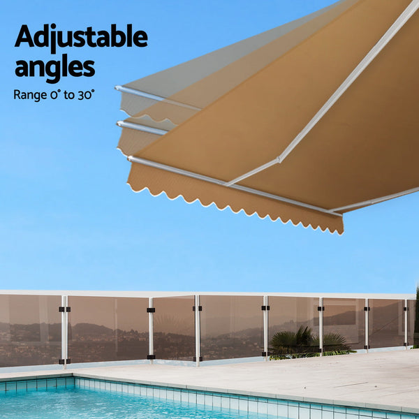 Instahut Retractable Folding Arm Awning Manual Sunshade 2.5Mx2m Beige Awning & Canopy Parts