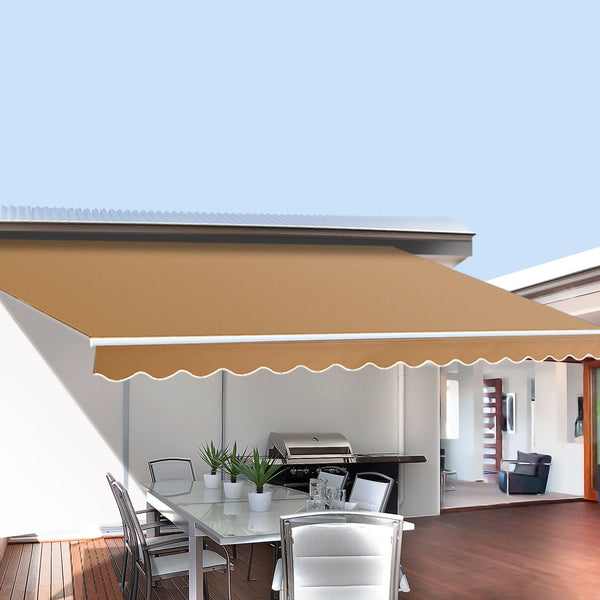 Instahut Retractable Folding Arm Awning Manual Sunshade 2.5Mx2m Beige Awning & Canopy Parts
