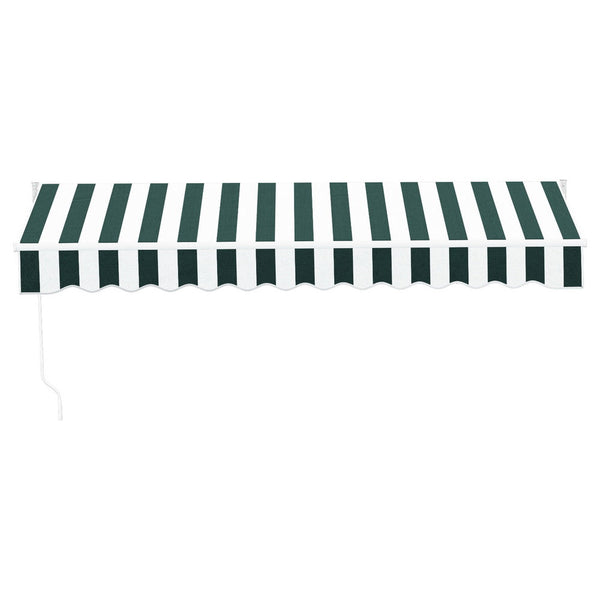Instahut Retractable Folding Arm Awning Manual Sunshade 3Mx2.5M Green White Awning & Canopy Parts