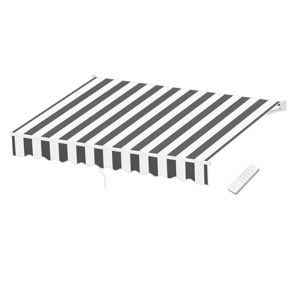 Instahut Retractable Folding Arm Awning Motorised Sunshade 2.5Mx2m Grey White Awning & Canopy Parts