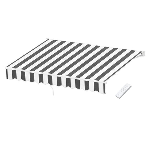 Instahut Retractable Folding Arm Awning Motorised Sunshade 2.5Mx2m Grey White Awning & Canopy Parts