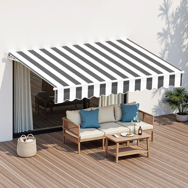 Instahut Retractable Folding Arm Awning Motorised Sunshade 2.5Mx2m Grey White Awning & Canopy Parts