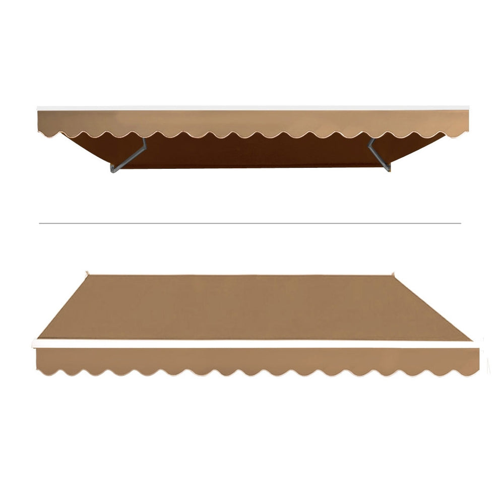 Instahut Retractable Folding Arm Awning Motorised Sunshade 4Mx2.5M Beige Awning & Canopy Parts