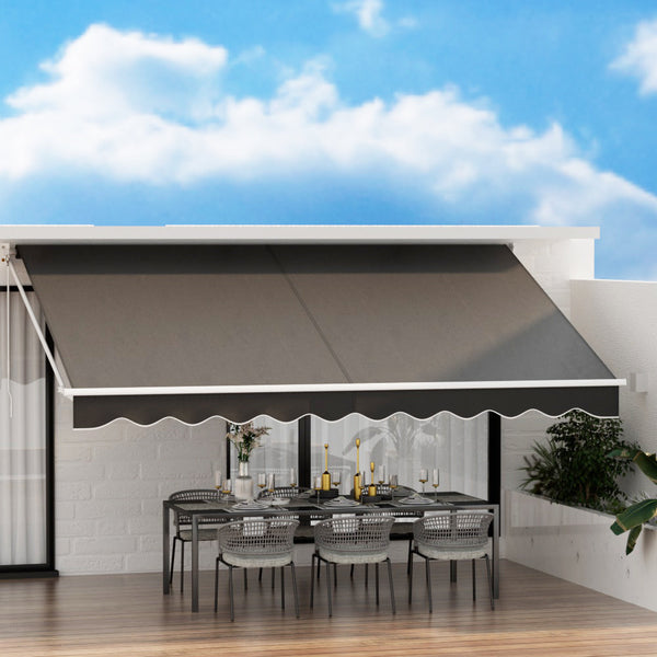 Instahut Retractable Folding Arm Awning Motorised Sunshade 4.5Mx2.5M Grey Awning & Canopy Parts
