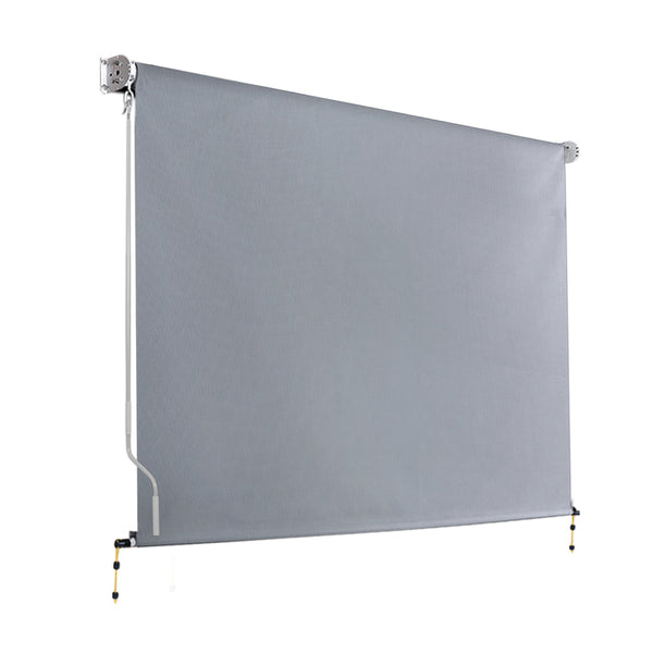 Instahut 3X2.5M Outdoor Blinds Awning Roll Down Screen Fabric Window Shade Grey Awning & Canopy Parts
