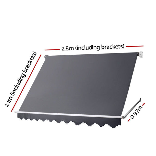 Instahut Fixed Pivot Arm Awning Patio Outdoor Blinds Retractable 2.8X2.1M Awning & Canopy Parts