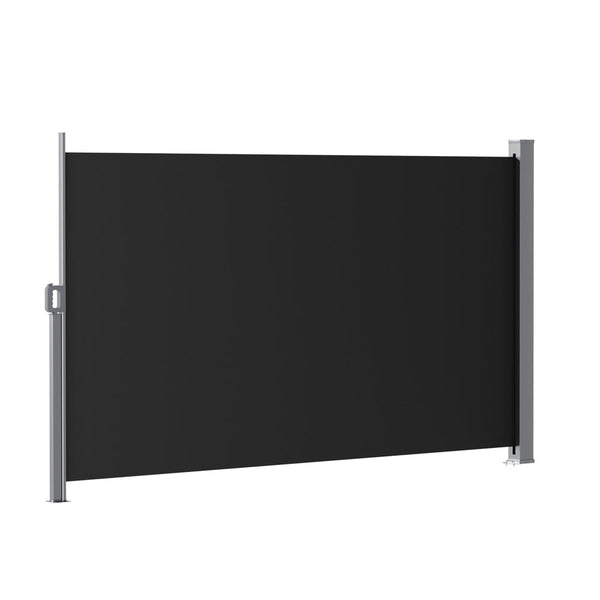 Instahut Side Awning Sun Shade Outdoor Retractable Privacy Screen 1.8X3m Black Awning & Canopy Parts