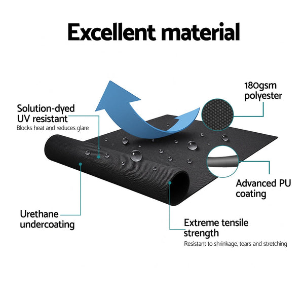 Instahut Side Awning Sun Shade Outdoor Retractable Privacy Screen 1.8X3m Black Awning & Canopy Parts