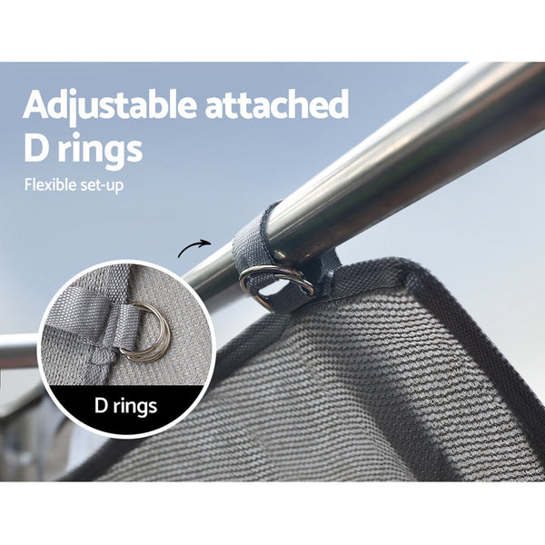 Privacy Screen Roll Out Awning 3.7X1.95M End Wall Side Sun Shade Grey Awnings