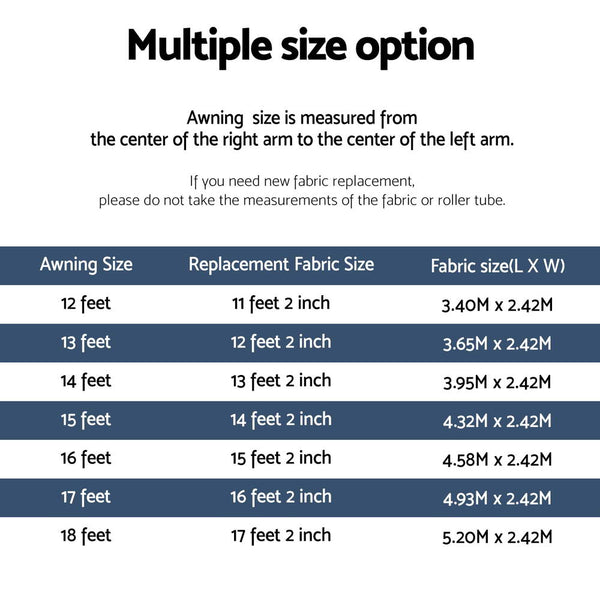 Weisshorn 12Ft Awning Rv Replacement Fabric 3.40M X 2.42M Awning & Canopy Parts