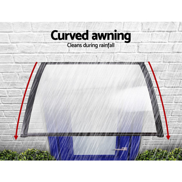 Instahut Door Awning 1Mx1.2M Transparent Awning & Canopy Parts