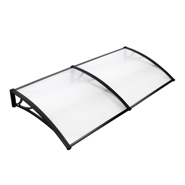 Instahut Door Awning Canopy 1Mx2m Transparent Sheet Black Plastic Frame Awning & Canopy Parts