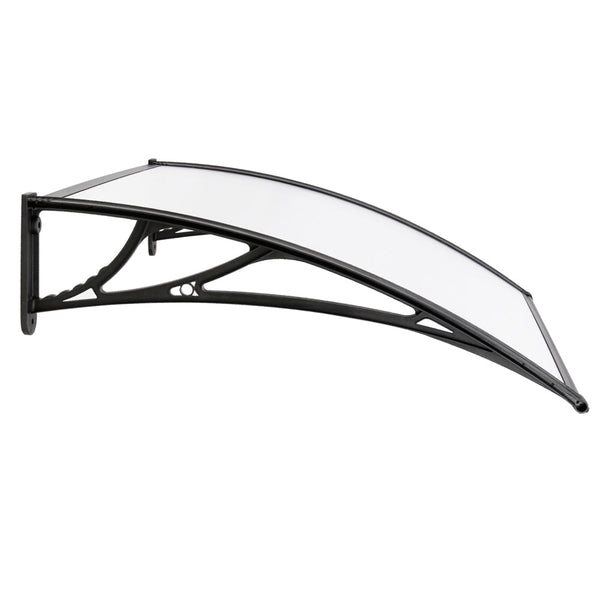 Instahut Door Awning Canopy 1Mx2m Transparent Sheet Black Plastic Frame Awning & Canopy Parts