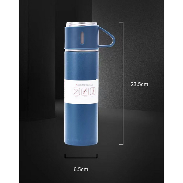 A Cup Of Three Lid Vacuum Flask Portable Fashion Gift Box Set Stainless Steel Water Bottles & Vacuum Flasks
