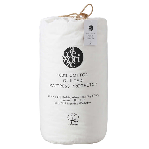 Accessorize Cotton Quilted Mattress Protector Single Single Bed Frames