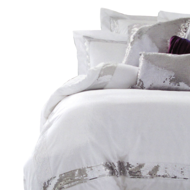 Accessorize Sequins White Cotton Quilt Cover Set Single Single Bed Quilts