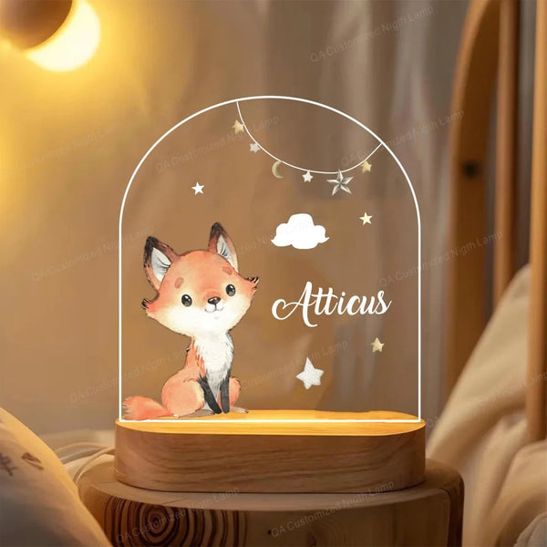 Personalized Little One Birth Night Light Custom Name Animal Giraffe Lion Gift Lamp For Bedroom Night Lights