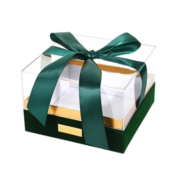 Acrylic Gift Box Clear Souvenir Display Case Bow Storage Container For Packaging Size L Gift Boxes