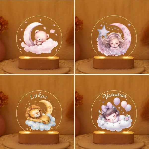 Personalised Baby Name Acrylic Night Light Custom Nursery Lamp Gift Night Lights