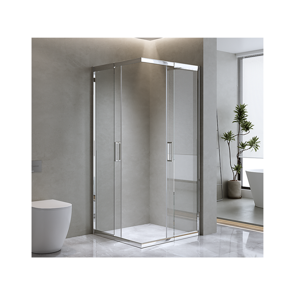 Della Francesca 1100X1100mm Double Sliding Door Glass Shower Screen In Chrome Shower Doors