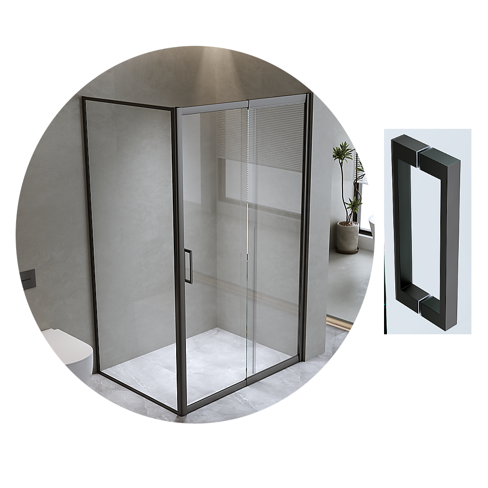 Della Francesca 1300X800mm Single Door Corner Sliding Glass Shower Screen In Black Shower Doors