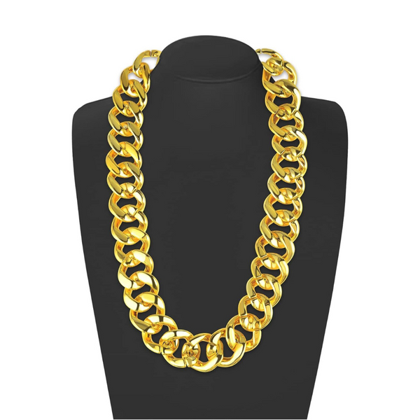 Br Costumes Big Links Plastic Gold Color Chain Necklace Chunky Choker Party Pimp Unisex Costumes