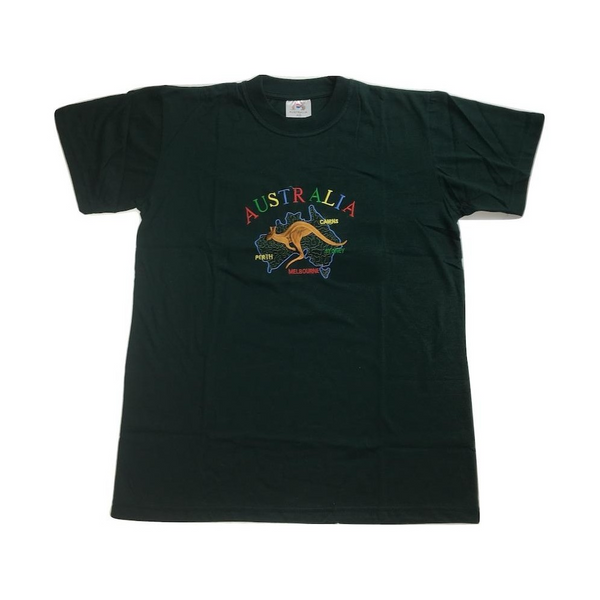 Adult Australia Kangaroo T Shirt Day Souvenir Tee Top 100% Cotton Bottle Green L T Shirts