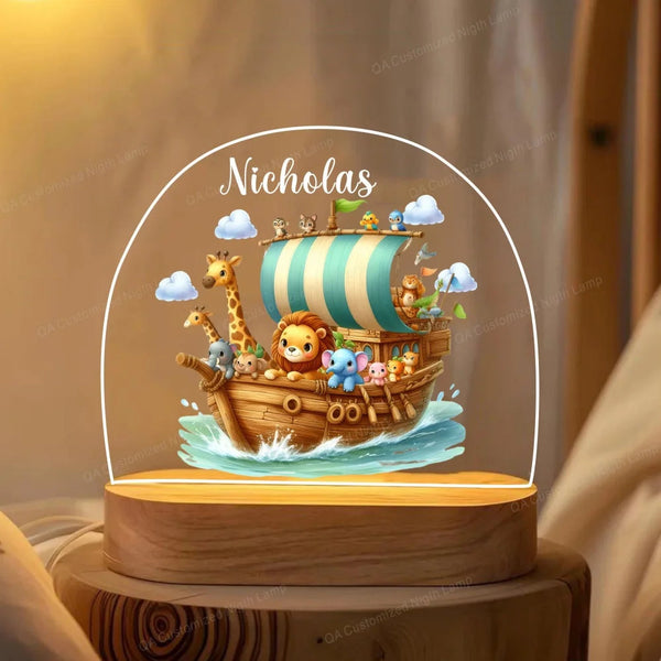 Personalized Little One Birth Night Light Custom Name Animal Giraffe Lion Gift Lamp For Bedroom Night Lights