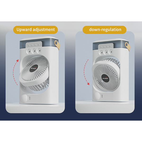 White 3 In 1 Portable Air Cooler Fan Desktop Humidifier Led Light Nano Mist Portable Fans